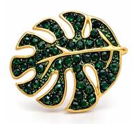 Sparkling 25mm Palm Leaf Diamante Shank Button - Emerald Green Crystal & Gold Jewel Embellishment for Evening Wear, Blazers and DIY Crafts - Pack of 1 - Giddy Square