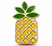 Sparkling 25mm Pineapple Shank Button - Tropical Crystal Diamante & Gold Enamel Statement Embellishment for Jackets, Cardigans and DIY Crafts - Washable 40°C - Pack of 1 - Giddy Square