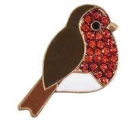 Sparkling 25mm Robin Festive Shank Button - Red Enamel & Diamante Christmas Jewel Embellishment for Knitwear, Cardigans and DIY Crafts - Washable 30°C - Pack of 2 - Giddy Square