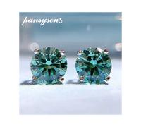 Sparkling 925 Sterling Silver 2CT 8MM Round Cut Green High Carbon Diamond Gemstone Stud Earrings Fine Jewelry Gift