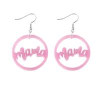Sparkling Acrylic Mother's Day Earrings Pink MAMA Heart Dangle Earrings Lightweight Resin Mom Drop Earrings Birthday Mother's Day Jewelry Gifts for Women, S, Acrylic, No Gemstone