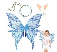 Sparkling Angel Wings - Stage Performance Gear, Holiday Costume Supplies | Large 80cm Foldable Mythical Creature Accessory Whimsical Wedding Theme Accessory with Pointed Ears for Girl