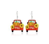 Sparkling Autumn Thanksgiving Dangle Earrings Fall Seasonal Harvest Festival Jewelry with Pumpkin Pie Maple Leaf Coffee Sunflower Designs Unique Festive Holiday Earrings for Women, Metal, No Gemstone