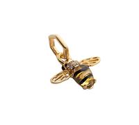 Pandora Moments Bee 14k gold-plated dangle with black and sulphur yellow crystal, clear cubic zirconia and black enamel