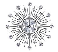 Sparkling Bling Metallic Silver FlowerShaped Wall Clock for Living Room Office (Round flowers)