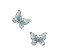 Sparkling Blue Butterfly Earrings with Crystal Rhinestones Lightweight Jewellery Women Blue Gradient Earrings with Intricate Carving, one size, As described