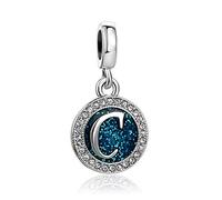Sparkling Blue C Initial Letter Dangle Charm Birthday Christmas Jewellery Gift for Family Daughter Sister Friends Granddaughter Women fits Pandora Bracelets