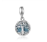 Sparkling Blue Family Tree of Life Dangle Charm fits Pandora Charms Moments Bracelets