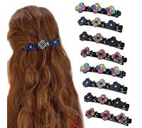 Sparkling Braided Hair Accessories - 8 Satin Fabric Clips for Women with Four-Leaf Crystal Embellishments and 3 Small Clips