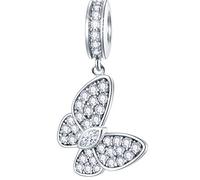 Sparkling Butterfly Pendant Charms fit Pandora Valentines Bracelet, 925 Sterling Silver Reflexions Butterfly CZ Dangle Mariposa Beads, Gifts for Wedding Anniversary/Insect Lover