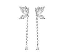 Sparkling Butterfly Tassel Earrings, Pure silver ear post, Dainty Dangling Jewelry, Suitable for Dating, Parties, and Gift Giving