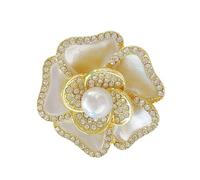 Sparkling Camellias Rhinestones Brooch Nonslip Pin Sturdy Alloy Floral Fashion Luxurious Camellias Flower Accessory Jewelry Gift
