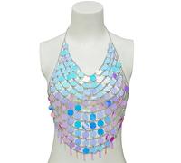 Sparkling Chest Chain Bra Crop Tops Chain Sequins Body Jewelry Clubwear Beachwear Accessory Beach Body Jewelry