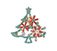 Sparkling Christmas Tree Rhinestones Brooch Elegant Holiday Jewelry Alloy Accessory Chest Decoration For Women Party Christmas Tree Laple Pin