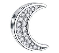 Sparkling Crescent Moon Charms, fit Pandora Christmas Bracelet, 925 Sterling Silver I Love You to The Moon and Back Beads with Birthstone CZ, Gifts for Auntie/Best Mum/Friend/Bridesmaid