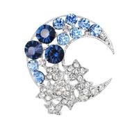 Sparkling Cresent Moon with Star Brooch Pin White Pearl with Half Moon Lapel Pin Shining Rhinestone Crystal Moon Safty Pin for Party Wedding Ceremony Christmas Valentine's Day Gift, Zinc, no gemstone