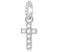 Sparkling Cross Charm for Pandora Charm Bracelets - 925 Sterling Silver Necklace Pendants, Cross Dangle with Clear White Cubic Zirconia Stones, Birthday Gift Women/Men/Girls/Boys.