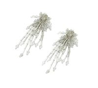 Sparkling Crystal Bead Tassels Earrings Allergy Resistant Alloy Lightweight Dangle Jewelry For Women Evening Party Shimmering Alloy Dangle Earrings