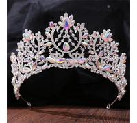Sparkling Crystal Big Bridal Tiara Crown Rhinestone Pageant Diadem Wedding Hair Accessories Silver AB Color