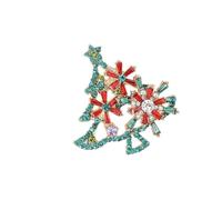Sparkling Crystal Christmas Tree Pin Festive Alloy Jewelry Festive Outfit Accessory Sturdy Party Wear Gift Christmas Tree Brooch