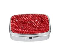 Sparkling Crystal Diamonds Pills Case 2 Compartment Organizers Small Travel Box for Pills in Purse Pocket