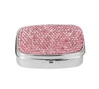 Sparkling Crystal Diamonds Pills Case Stylish Studded Holder Tablet Container for Daily Health