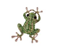 Sparkling Crystal Frogs Animal Brooch Elegant Rhinestones Decoration Jewelry Women Dress Coat Accessories Green Crystal Animal Brooches Jewelry