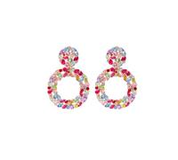 Sparkling Crystal Statement Earrings for Women,Dainty Rhinestone Round Hollow Circle Drop Dangle Earrings Party Prom Vintage Colorful Jewelry Gifts, L, Metal, Crystal