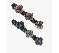 Sparkling Crystal Stone Braided Hair Clips,2-Piece Hair Barrettes,Black Hairpin Set,Braided Hair Clips for Women，Braided Hair Clip，Hair Accessories
