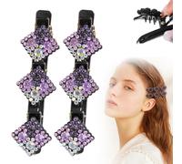 Sparkling Crystal Stone Braided Hair Clips, 2025 New Sparkling Shape Ladies Braided Hair Clip, Short Hair Clip Duckbill Clip, Ladies Girls Crystal Stone Hair Accessories (Square-B)