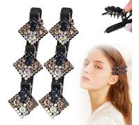 Sparkling Crystal Stone Braided Hair Clips, 2025 New Sparkling Shape Ladies Braided Hair Clip, Short Hair Clip Duckbill Clip, Ladies Girls Crystal Stone Hair Accessories (Square-G)