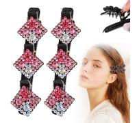 Sparkling Crystal Stone Braided Hair Clips, 2025 New Sparkling Shape Ladies Braided Hair Clip, Short Hair Clip Duckbill Clip, Ladies Girls Crystal Stone Hair Accessories (Square-F)