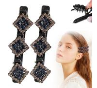 Sparkling Crystal Stone Braided Hair Clips, 2025 New Sparkling Shape Ladies Braided Hair Clip, Short Hair Clip Duckbill Clip, Ladies Girls Crystal Stone Hair Accessories (Square-D)