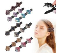 Sparkling Crystal Stone Braided Hair Clips, 2025 New Sparkling Shape Ladies Braided Hair Clip, Short Hair Clip Duckbill Clip, Ladies Girls Crystal Stone Hair Accessories (Square-7pcs)