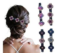 Sparkling Crystal Stone Braided Hair Clips, Braided Hair Clips, Easily Braided Hair Clips, Elegant and Shiny Rhinestone Hair Styling, Double Layer Sectioning Hair Clips, for Women and Girls (Mix*4Pcs)