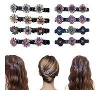 Sparkling Crystal Stone Braided Hair Clips, Braided Hair Clips for Women, Shiny Rhinestone Hair Clip, Elegant Hair Styling Clips, Rhinestone Hair Clips for Womens Girls (8pcs-G)