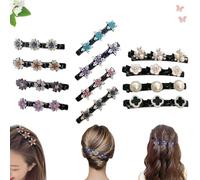 Sparkling Crystal Stone Braided Hair Clips, Butterfly Braided Hair Clips Hair Accessories for Women, Rhinestone Hair Clip, Triple Braided Hair Clip with 3 Small Clips(12PCS-A)