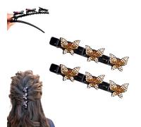 Sparkling Crystal Stone Braided Hair Clips for Women and Girls, 2025 New Rhinestone Hair Clips Hair Braid Clips, Easily Braided Hair Bands, Shiny Rhinestone Hair Clip (GD-B, 2PCS)