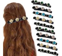 Sparkling Crystal Stone Braided Hair Clips, Satin Fabric for Women, Four-Leaf Retro Diamond With 3 Small Clips - 10 PCS