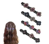 Sparkling Crystal Stone Braided Hair Clips,Shiny Rhinestone Hair Clip, Easily Braided Hair Clips for Womens Girls (4 pcs)