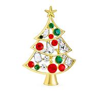 Sparkling Crystal White Red Green Fashion Large Statement Decorated Christmas Tree Scarf Brooch Pin For Women Yellow Gold Plated