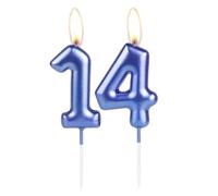 Sparkling Dark Blue 14th Birthday Number Candle, Pearl Blue Number 14 Cake Candle, Birthday Cake Topper Cupcake Girl Boy, Wedding Anniversary Decoration