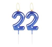 Sparkling Dark Blue 22nd Birthday Number Candle, Pearl Blue Number 22 Cake Candle, Birthday Cake Topper Cupcake Girl Boy, Wedding Anniversary Decoration