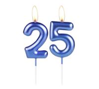 Sparkling Dark Blue 25th Birthday Number Candle, Pearl Blue Number 25 Cake Candle, Birthday Cake Topper Cupcake Girl Boy, Wedding Anniversary Decoration