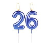 Sparkling Dark Blue 26th Birthday Number Candle, Pearl Blue Number 26 Cake Candle, Birthday Cake Topper Cupcake Girl Boy, Wedding Anniversary Decoration