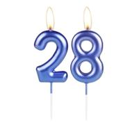 Sparkling Dark Blue 28th Birthday Number Candle, Pearl Blue Number 28 Cake Candle, Birthday Cake Topper Cupcake Girl Boy, Wedding Anniversary Decoration