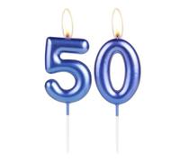 Sparkling Dark Blue 50th Birthday Number Candle, Pearl Blue Number 50 Cake Candle, Birthday Cake Topper Cupcake Girl Boy, Wedding Anniversary Decoration