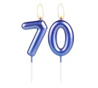 Sparkling Dark Blue 70th Birthday Number Candle, Pearl Blue Number 70 Cake Candle, Birthday Cake Topper Cupcake Girl Boy, Wedding Anniversary Decoration