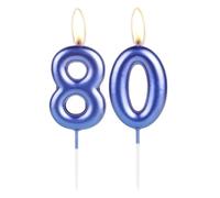 Sparkling Dark Blue 80th Birthday Number Candle, Pearl Blue Number 80 Cake Candle, Birthday Cake Topper Cupcake Girl Boy, Wedding Anniversary Decoration