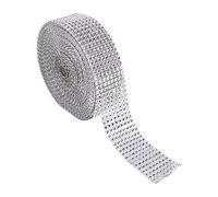 Sparkling Diamond Rhinestone Wrap Crystal Mesh Ribbons for Wedding Cakes Birthday Event Party 3 Colors 8 Rows 10 Yard(Silver)